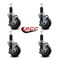 Service Caster 4'' Thermoplastic Rubber Swivel 1-1/4'' Expanding Stem Caster Set with Brake, 4PK SCC-EX20S414-TPRB-TLB-114-4 - alternate 4